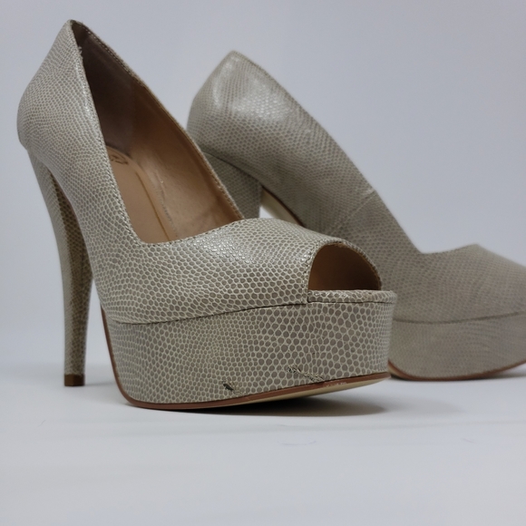 Colin Stuart Snake Skin Peep Toe Platform - Picture 3 of 11
